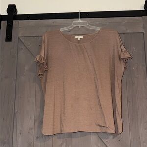 Max Studio Brown Ruffle Sleeve Top